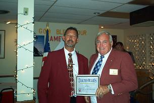 MATT PIEPER PRESENTING JACK POIRIER WITH THE EXALTED RULER'S APPRECIATION AWARD